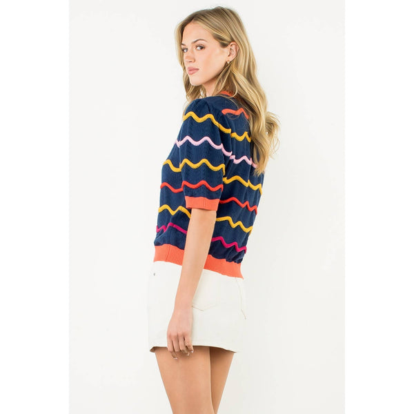 Short Sleeve Pattern Knit Top