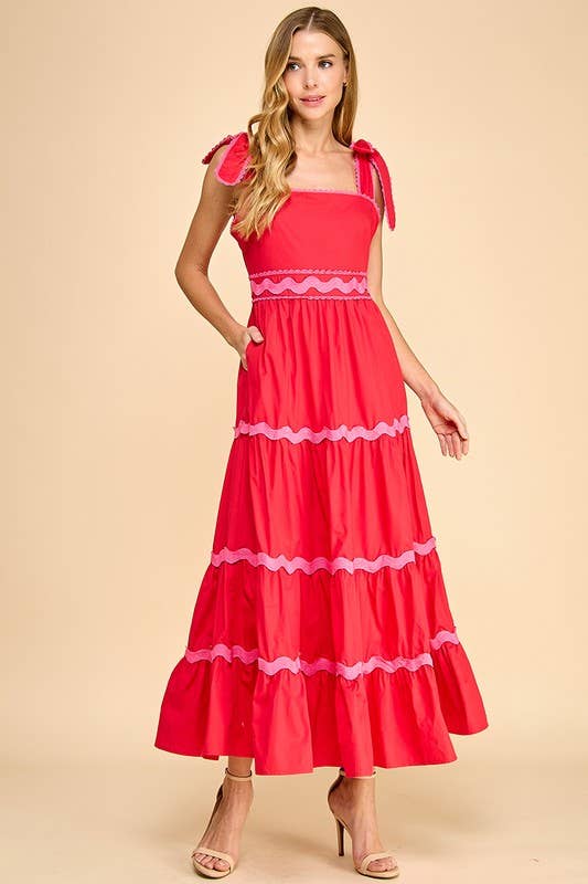 Ricrac Detail Midi Dress