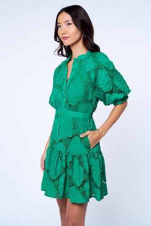 Steph Buttondown Puff Sleeve Mini Dress