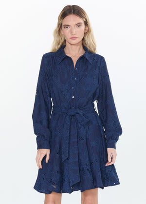 Serane Embroidered Lace Shirt Dress