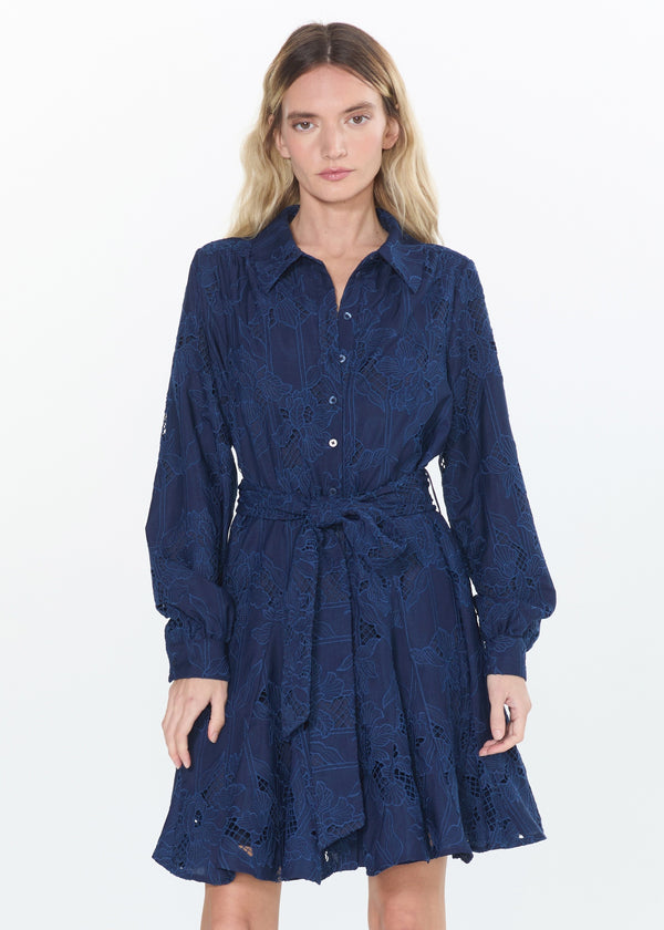 Serane Embroidered Lace Shirt Dress