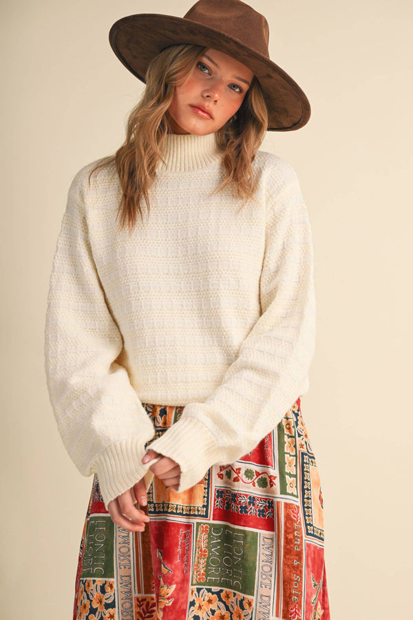 Quilted Mock Neck Sweater