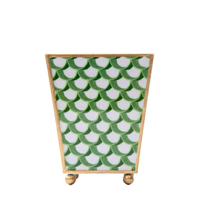 Scales Enameled Square Cachepot Planter - Green