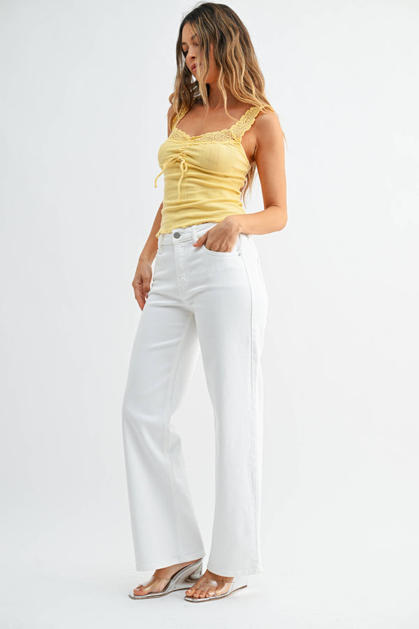 White High Rise Full Length Jeans