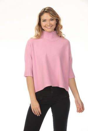 Aria Pleated Sleeve Mock Neck Sweater