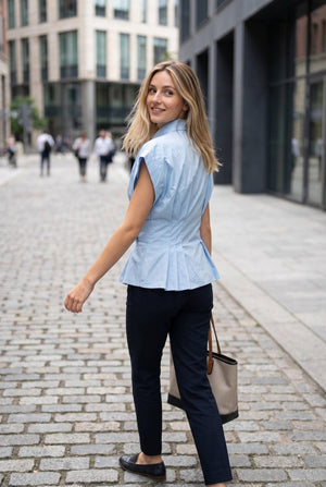 Double Belt Peplum Shirt Top