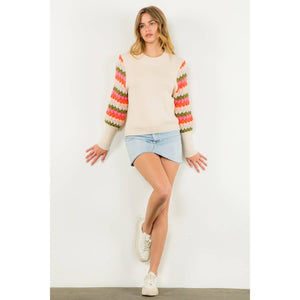 Knitted Bishop Sleeve Sweater