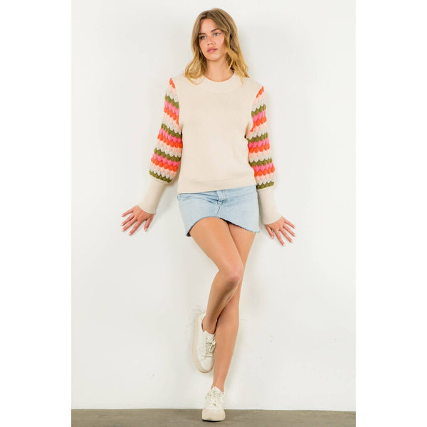 Knitted Bishop Sleeve Sweater