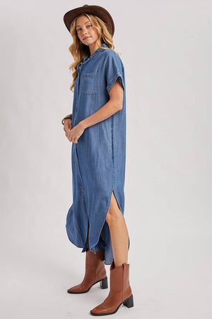Denim Side Slit Dress