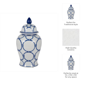 Ceramic Classic Links Decorative Temple Jar - Blue, 18 in.