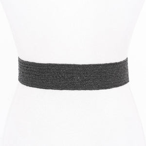 Straw Marble Metal Buckle Stretch Belt