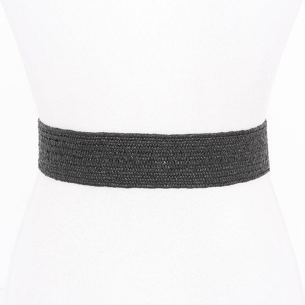 Straw Marble Metal Buckle Stretch Belt