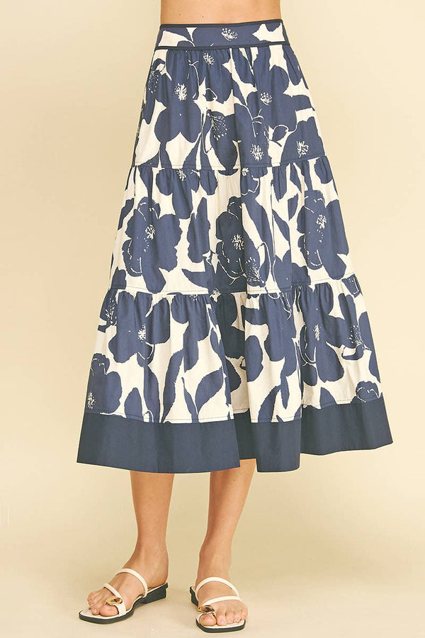 Floral Tiered Midi Skirt