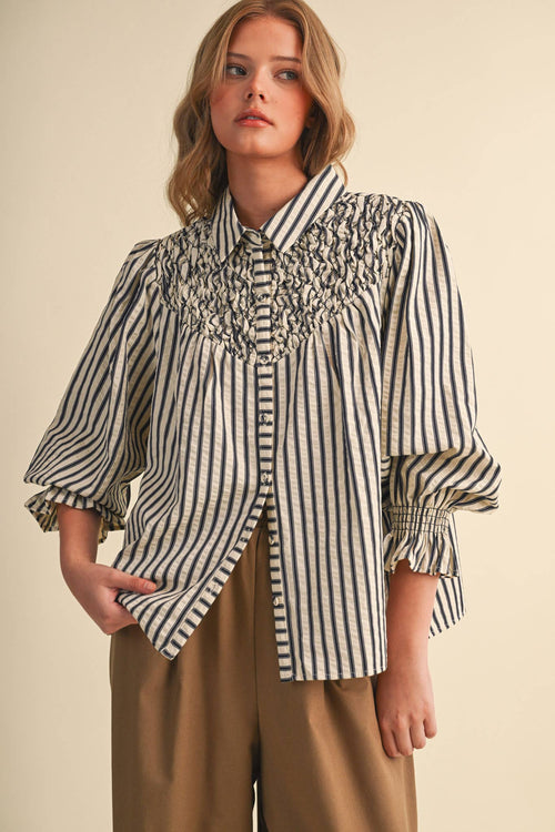 Striped Smocked Top
