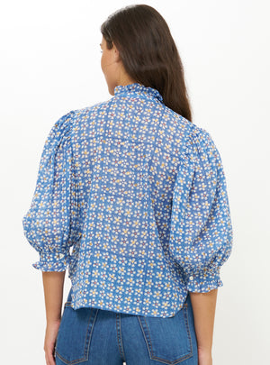 Ruffle Front Button Blouse