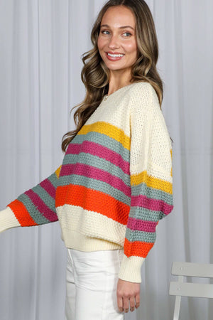 Crew Neck Striped Sweater