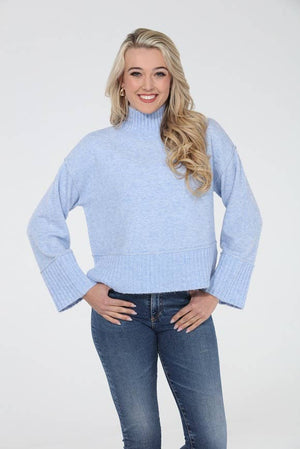 Sienna Rib Trim Mock Neck Sweater