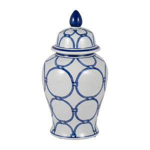 Ceramic Classic Links Decorative Temple Jar - Blue, 18 in.