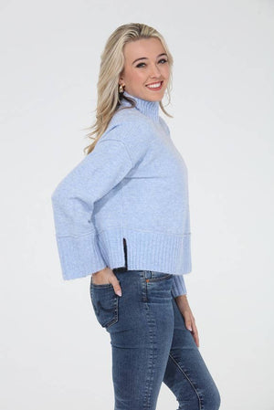 Sienna Rib Trim Mock Neck Sweater