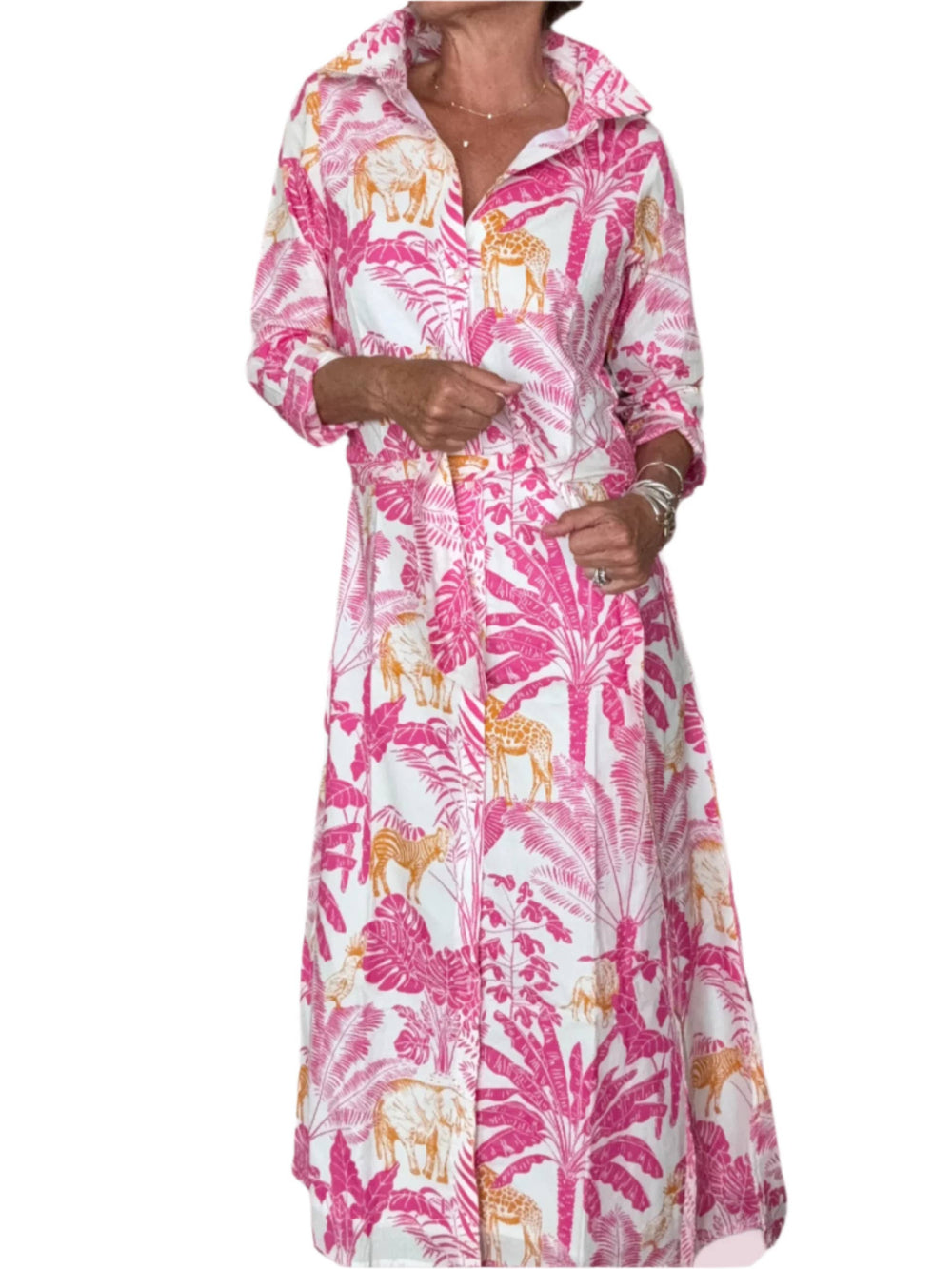 Apres Beach Shirtdress- Giraffe Block Print