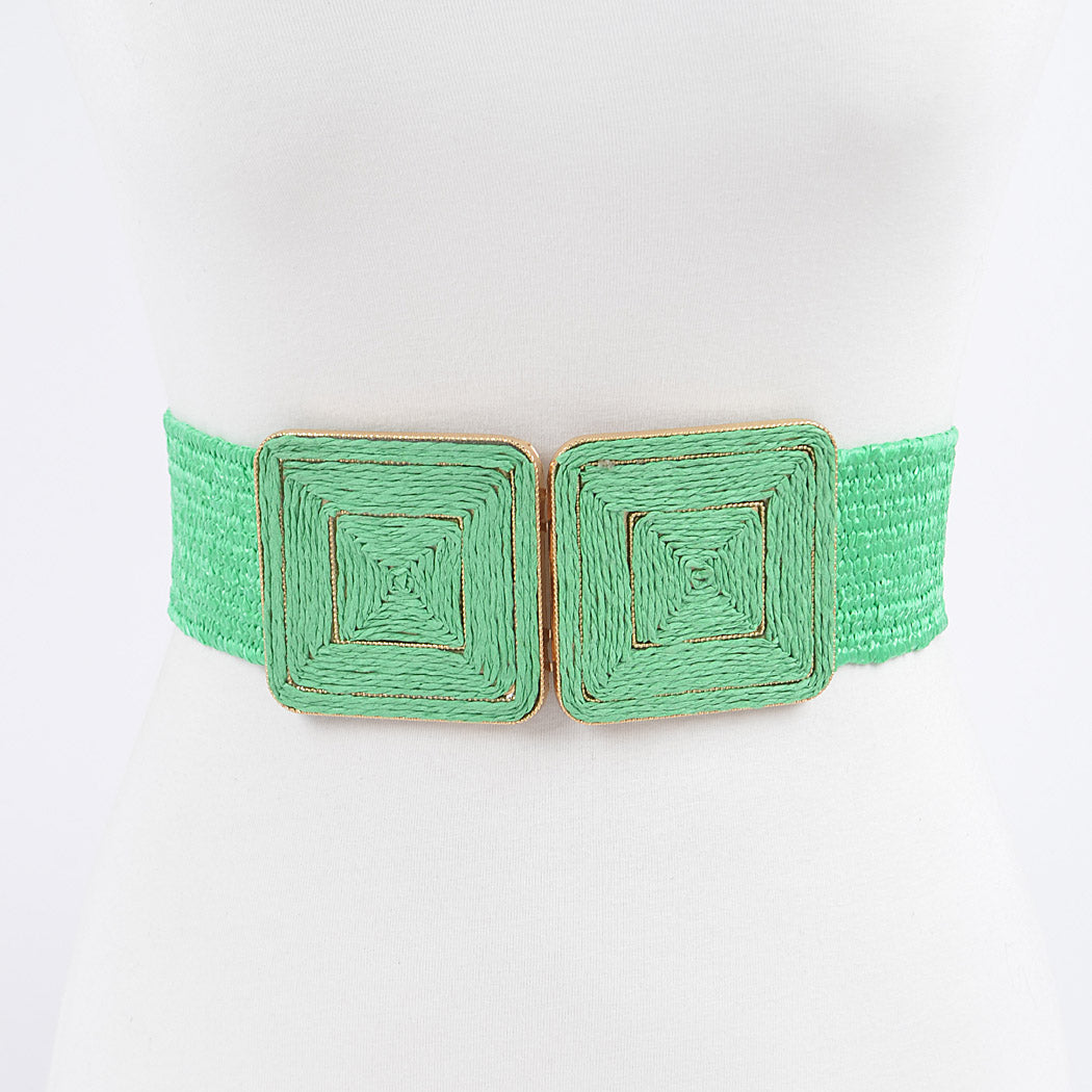 Faux Straw Two Buckle Belt