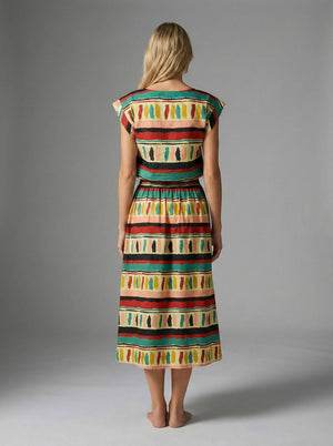 Ethnic Clash Poplin Top and Skirt Set