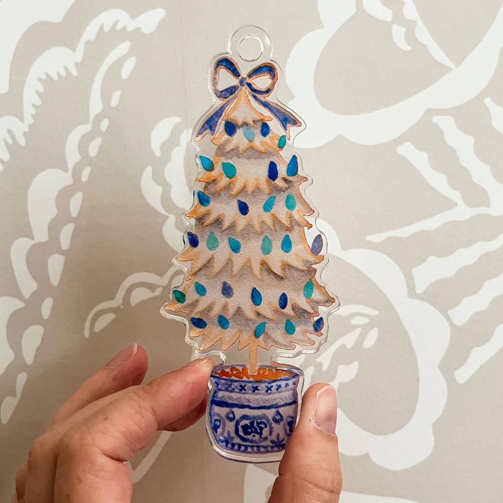 Vintage White Christmas Tree Acrylic Ornament