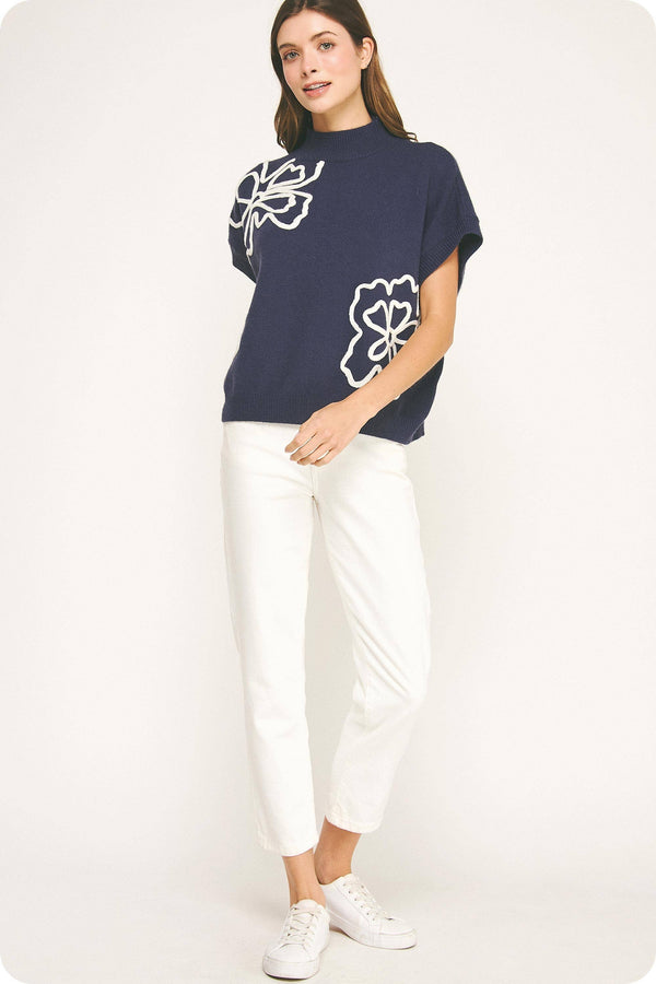 Floral Embroidered Knit Top