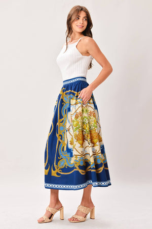 A Printed Woven Midi Skirt