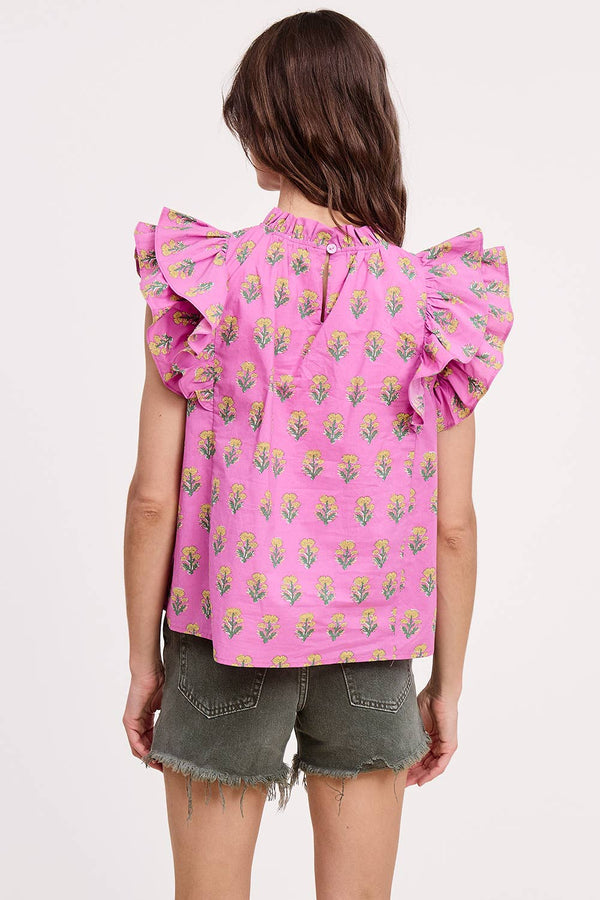 Floral Cluster Ruffle Blouse