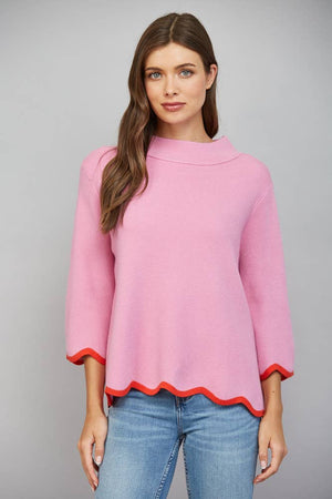 Scallop Edge Detailed Sweater- Dusty Orchid