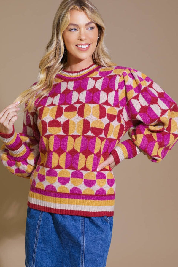 Cozy jacquard knit sweater