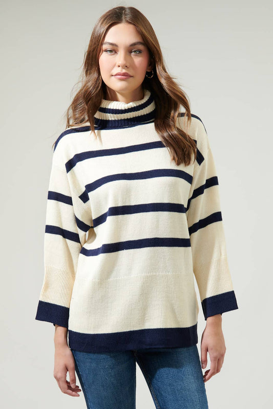 Hailey Hunter Striped Turtleneck Sweater