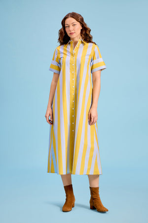 Gibbons Dress, Brimstone Stripe