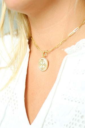 gold paperclip choker with custom charm