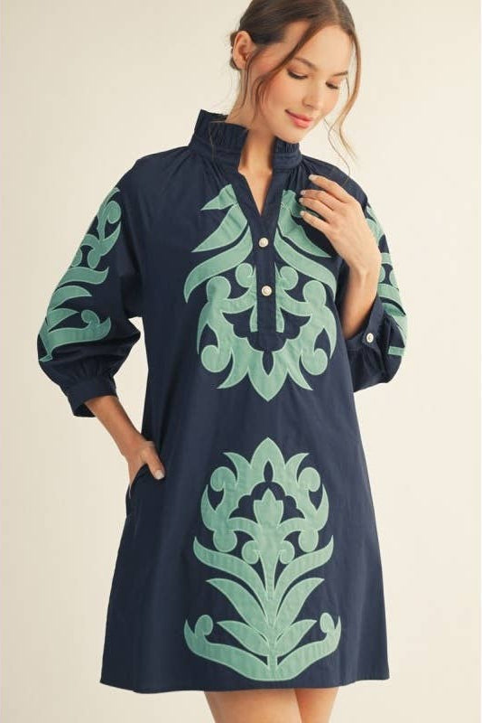 Floral Applique Shift Dress
