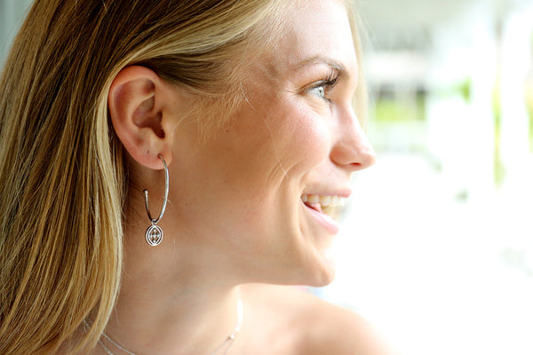 medallion large hoop earrings