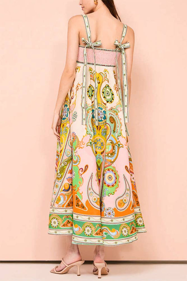 Fall Bohemian Printed Sleeveless Maxi Dress