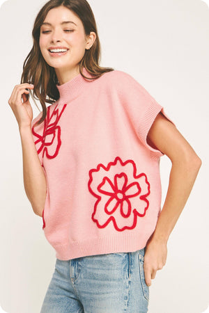 Floral Embroidered Knit Top