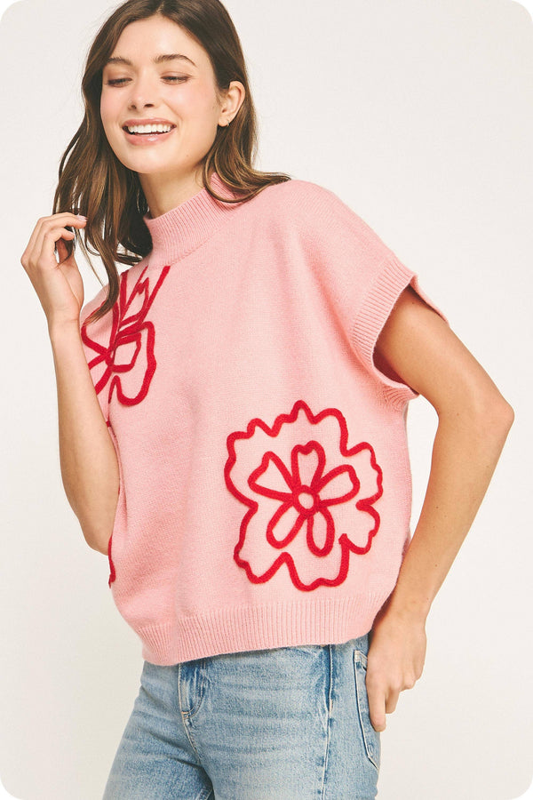Floral Embroidered Knit Top