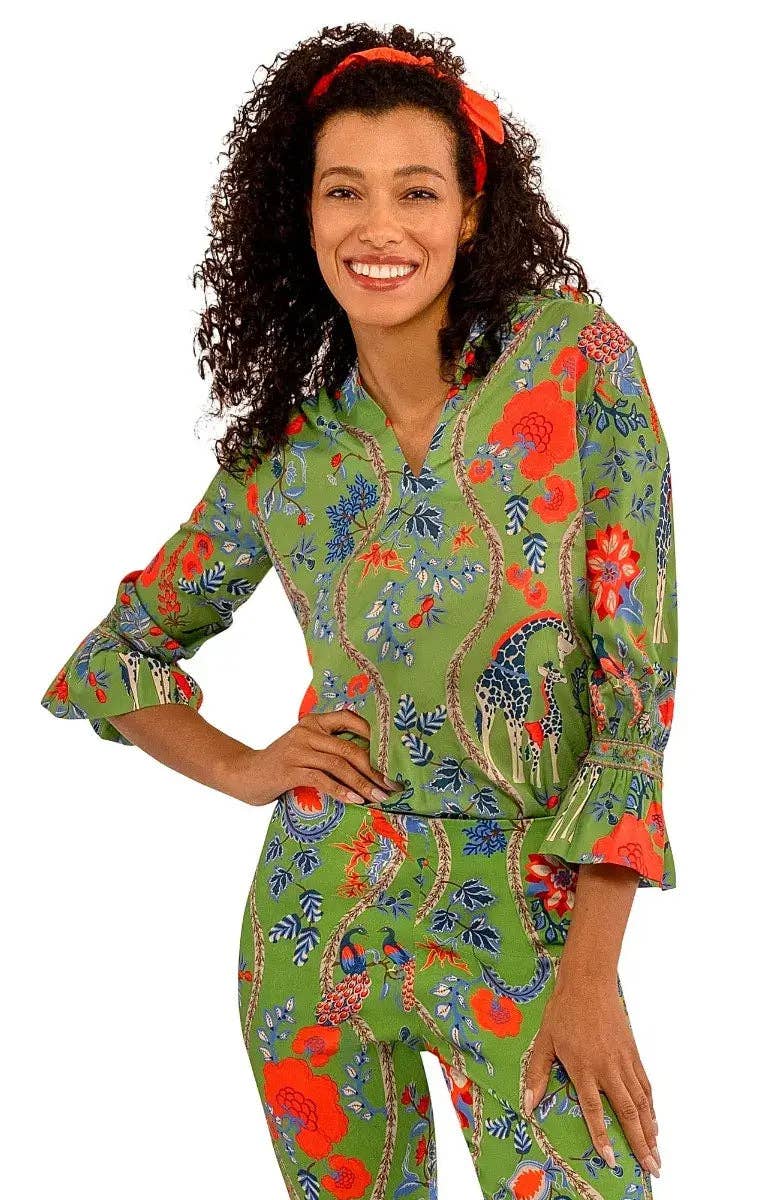 Ruffleneck Tunic - Jungle Symphony