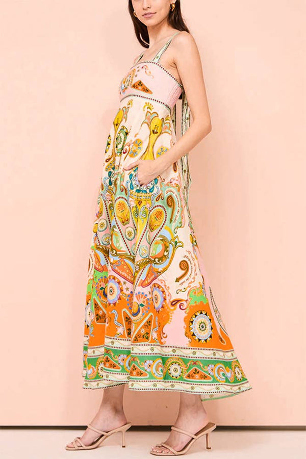 Fall Bohemian Printed Sleeveless Maxi Dress