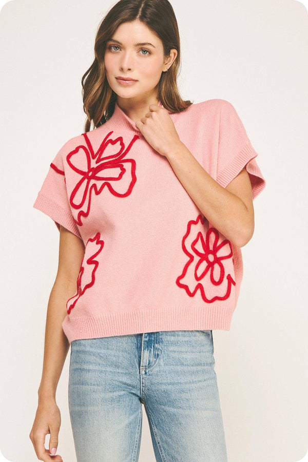 Floral Embroidered Knit Top