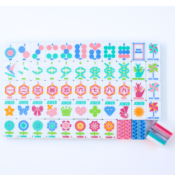 Crystal Prism Blue Mahjong Set
