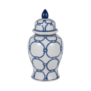 Ceramic Links Lidded Decorative Temple Jar - Blue, 14 in.