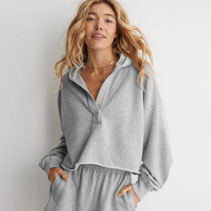 Hooded Loose Fit Long Sleeve Casual Pullover