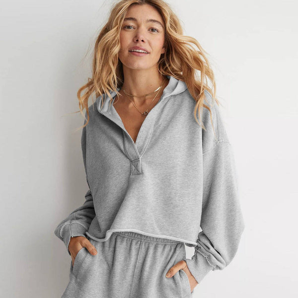 Hooded Loose Fit Long Sleeve Casual Pullover