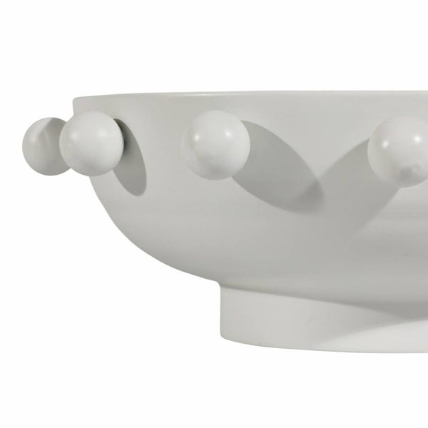 Decorative Bowl - White Iron/Fir Wood Hobnail, 11 in.