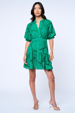 Steph Buttondown Puff Sleeve Mini Dress