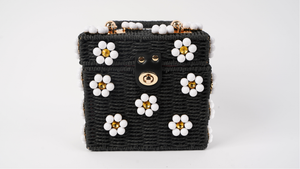 Wicker Bucket Daisy Flower Purse